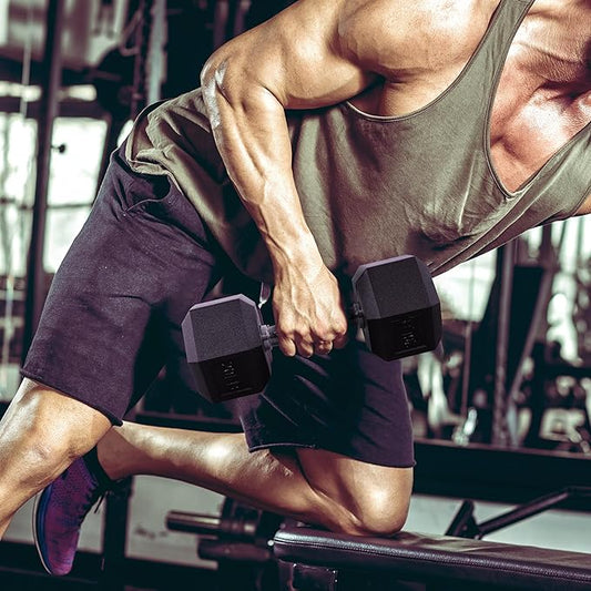 Hex Dumbbells Rubber Coated Hand Weights for Exercises and Fitness, Multiple Sizes