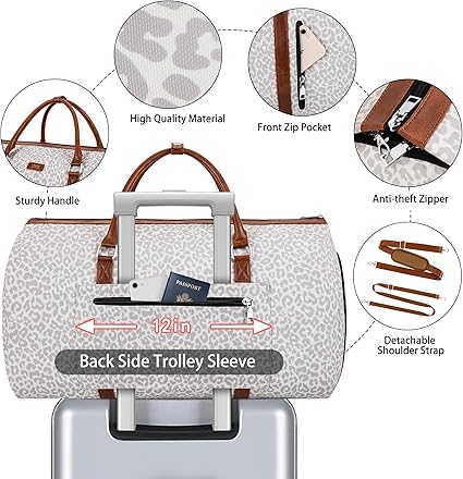 Convertible Garment Duffel Bag for Travel - Carry On Garment Bags With Toiletry Bag Large Weekender Bag for Men Women 2 in 1 Hanging Suitcase Suit Travel Duffel Overnight Bags 4pcs Set