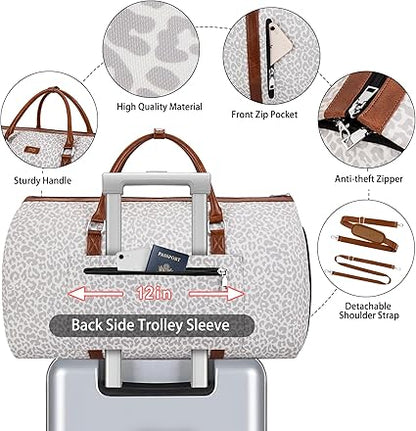 Convertible Garment Duffel Bag for Travel - Carry On Garment Bags With Toiletry Bag Large Weekender Bag for Men Women 2 in 1 Hanging Suitcase Suit Travel Duffel Overnight Bags 4pcs Set