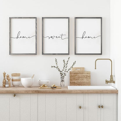 Heiple Set of 3 Framed Farmhouse Home Sweet Home Sign 11AoAox14AoAo Above Bed Wall Decor for Bedroom Decor and Living Room Wall Art Wood Signs (Gray, 11''x14)