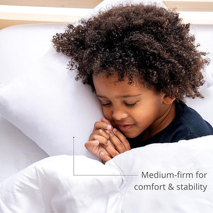 DREAMLAND BABY Toddler Pillow (1-Pack): Includes 100 Cotton Pillow  White Viscose Cover (97 Viscose, 3 Spandex) - Small Size for Kids and Travel