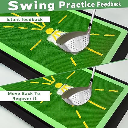 Golf Hitting Mat, Golf Swing Mats Practice IndoorOutdoor, Hitting Training Mat with Path Feedback, 17"x12" (Upgraded Version)