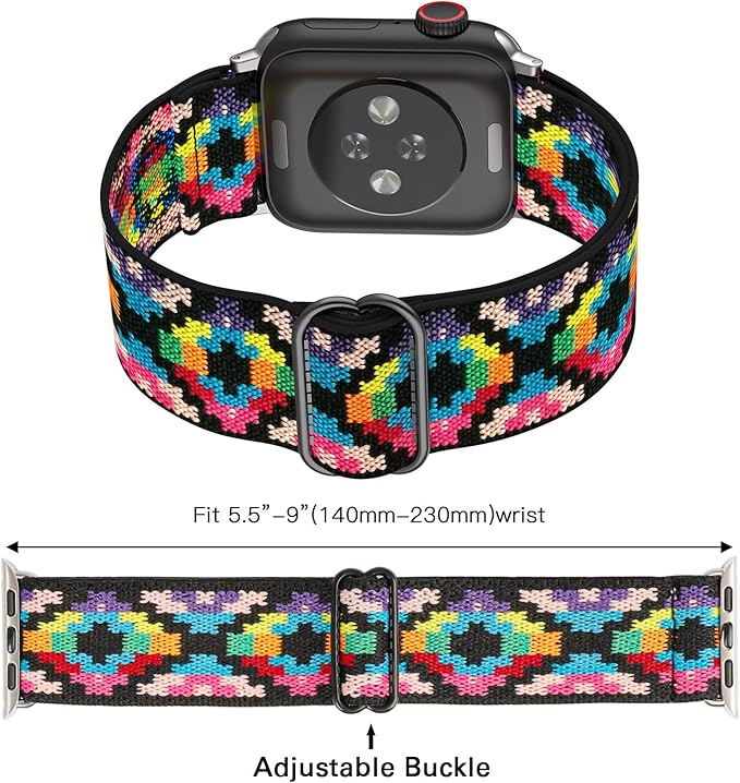 Stretchy Nylon Loop Bands Compatible with Apple Watch 38mm 40mm, Adjustable Soft Elastics Strap Compatible with Apple Watch SE iWatch Series 654321 Colorful 38mm40mm