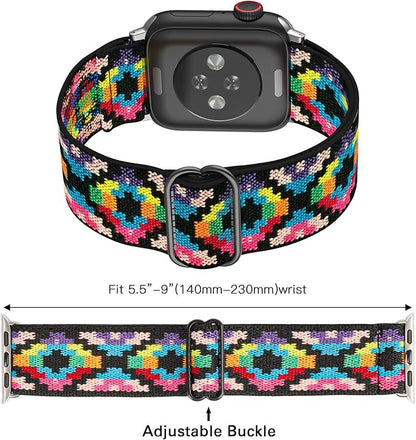 Stretchy Nylon Loop Bands Compatible with Apple Watch 38mm 40mm, Adjustable Soft Elastics Strap Compatible with Apple Watch SE iWatch Series 654321 Colorful 38mm40mm