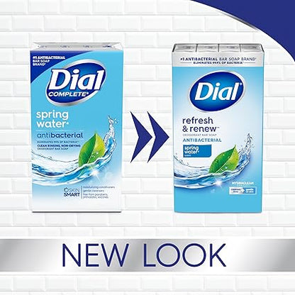 Dial Antibacterial Bar Soap, Refresh  Renew, Spring Water, 4 Oz, 8 Bars