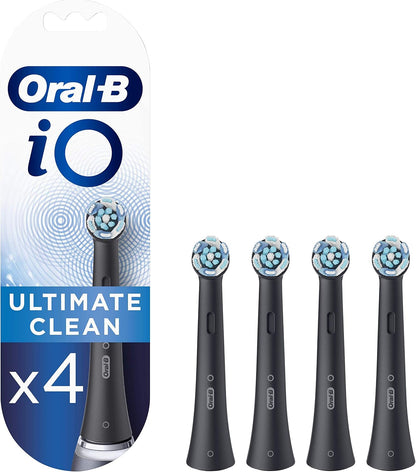 Oral-B iO Ultimate Clean Electric Toothbrush Head, Twisted & Angled Bristles for Deeper Plaque Removal, Pack of 4, Black, (Missing original packaging)
