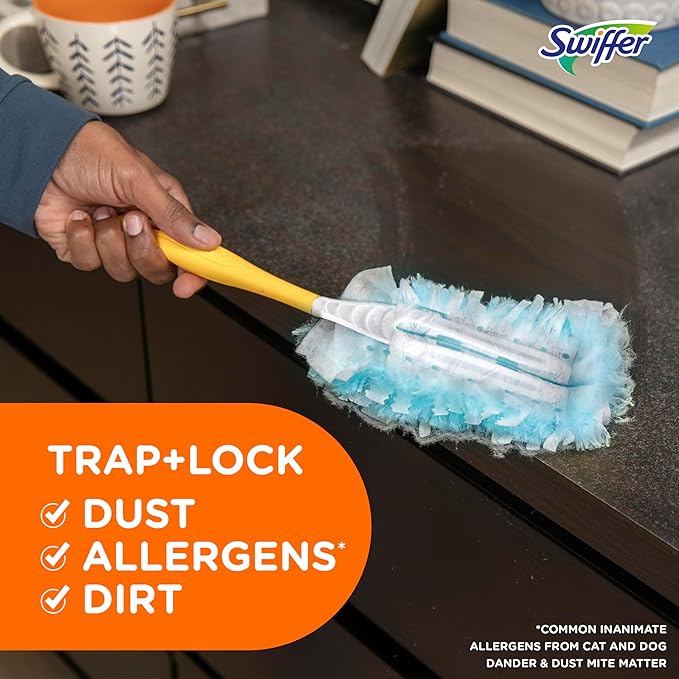 Swiffer Dusters Refill for Cleaning, Feather  Microfiber Duster Disposable Alternative, for Dusting Furniture, Blinds, Ceiling Fans, Walls, Helps Remove Allergens, Unscented, 18ct