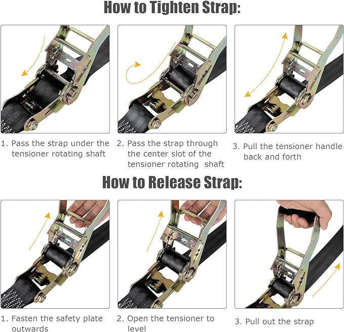 4 Pack 2 Inch Ratchet Straps Heavy Duty 20ft Tie Down Straps Ratchet with Double J Hook, 8000 LBS Break Strength, Cargo Ratchet Straps for Truck, Trailers, Motorcycle, Kayaks, Car Roof