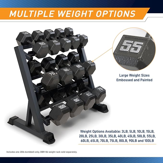 Marcy Cast Iron Hex Dumbbells Collection - Available size 20 lbs, SOLD INDIVIDUALLY