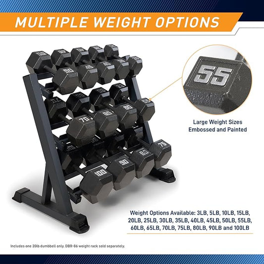 Marcy Cast Iron Hex Dumbbells Collection - Available size 20 lbs, SOLD INDIVIDUALLY