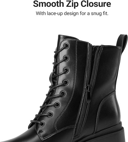Step into fall and winter with these versatile ankle boots featuring a classic lace-up design, chunky heel, and lightweight yet durable construction.