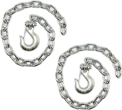 2-Pack 516-in X 35-in Grade 43 Trailer Safety Chain with 516-in Clevis Snap Hooks, Tow Hooks Chains, G43 Heavy Duty Chain, Slip Hook (2)