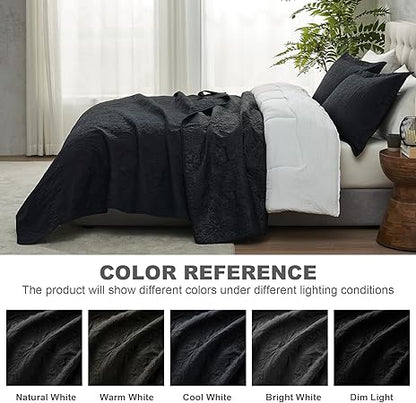Hansleep White Quilt Queen Size - Baroque Ultrasonic All Season Bedspread Queen, Soft Lightweight Coverlet Bedding Set, 3 Piece (1 Quilt, 2 Pillow Shams)