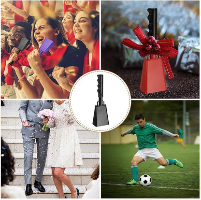 PATIKIL 10" Cow Bells for Football Games, 1Pcs Cowbells for Sporting Events Bulk Loud Noise Makers Metal Cow Bell with Handle for Cheering Competition Marathon Wedding DIY, Black