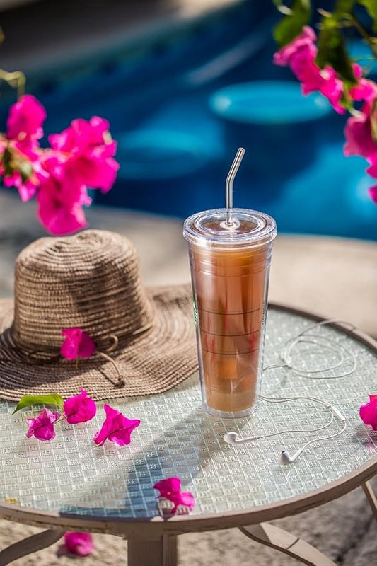 Hummingbird Glass Straws Clear Bent 9" x 9.5 mm Made With Pride In The USA - Perfect Reusable Straw For Smoothies, Tea, Juice, Water, Essential Oils - 4 Pack With Cleaning Brush