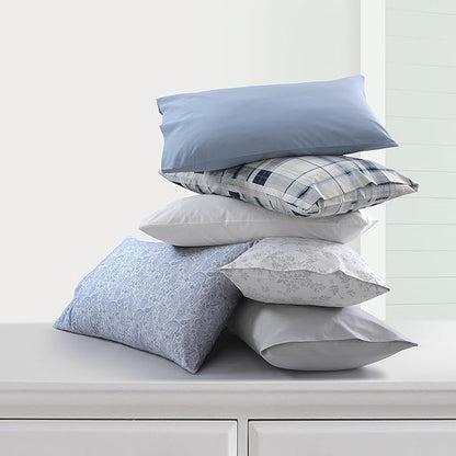 Tribeca Living Cotton Percale California King Size Bed Sheet Set, 300 Thread Count, Extra Deep Pockets, Printed Danielle Paisley Blue