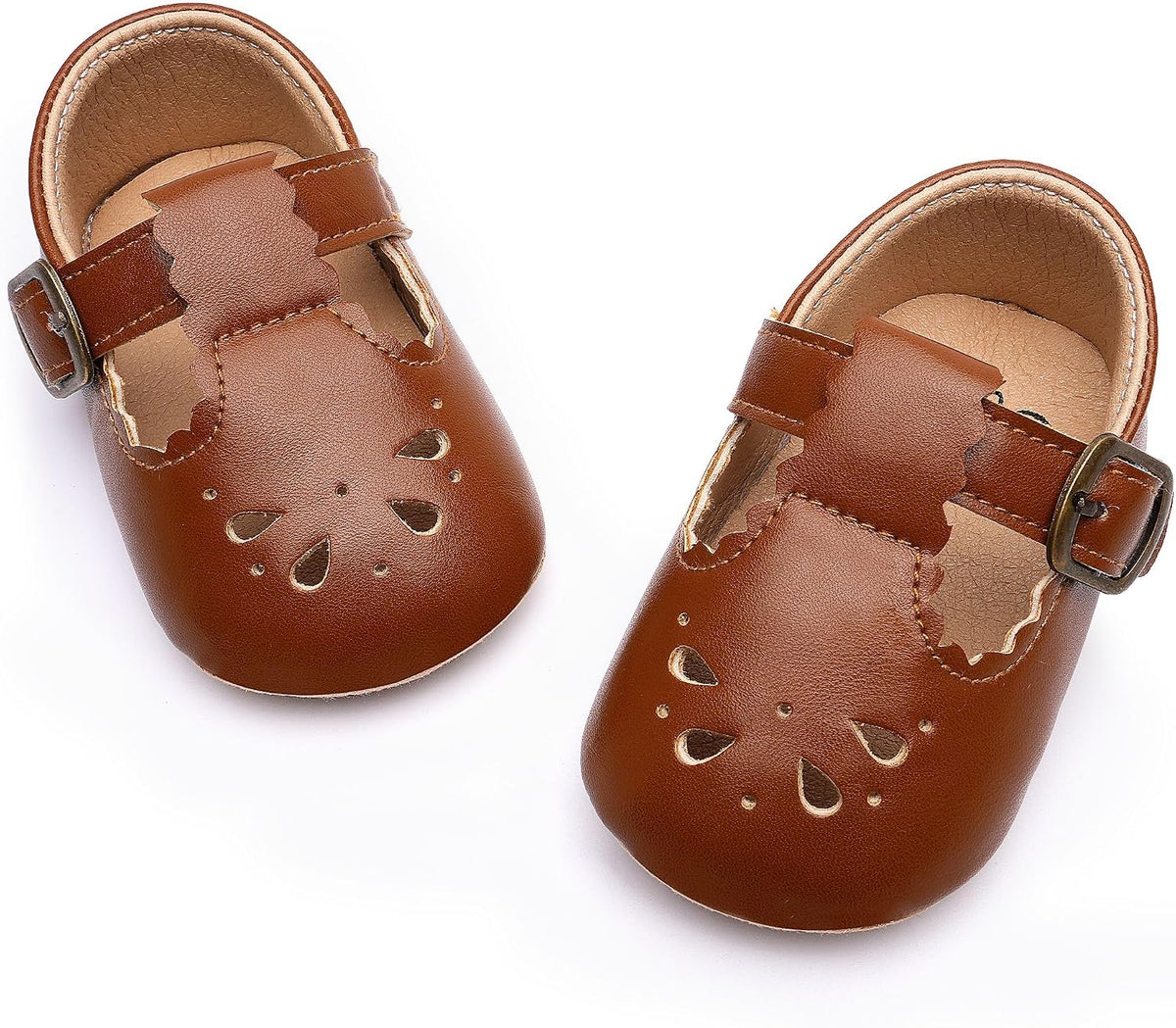 Infant Baby Girls Mary Jane Flats Non Slip for Toddler First Walkers Soft Sole PU Leather Crib Shoes Sneaker Wedding Party Christmas Princess Dress Shoes Baby Moccasins Girls