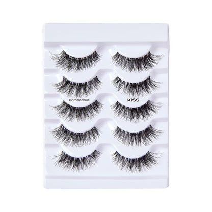KISS So Wispy, False Eyelashes, 'Pompadour', 16mm, Includes 5 Pairs Of Lashes, Easy to Apply, Reusable Lash Clusters