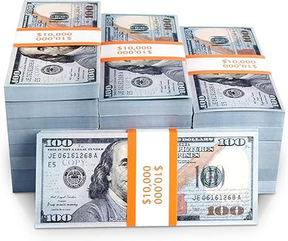 300PCS Prop Money Play Money for Kids Pretend Play, Develops Early Math Skills, Prop Money for Board Game, Moive, Magic, Preschool Math Games and Birthday Parties.