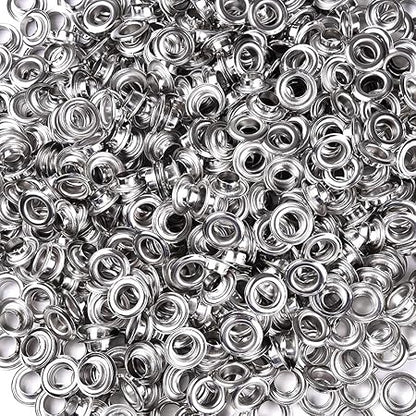 Yescom 1000pcs 38"(10mm) Size 2 Compatible with Semi-Automatic Grommet Machine Nickel Finish Eyelet for Leather Bags Signs Poster Eyelets YES0387
