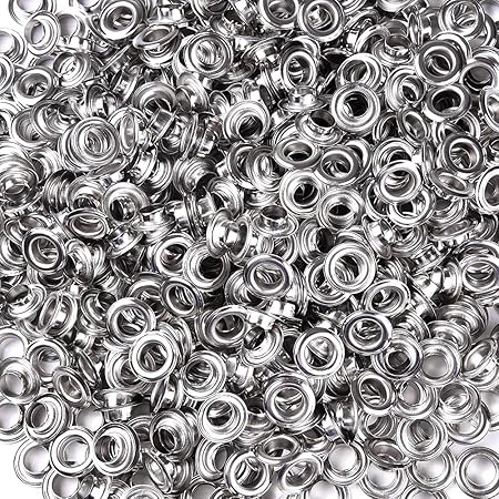 Yescom 1000pcs 38"(10mm) Size 2 Compatible with Semi-Automatic Grommet Machine Nickel Finish Eyelet for Leather Bags Signs Poster Eyelets YES0387
