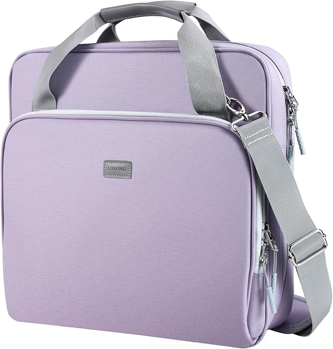 4 Inch 3 Ring Zipper Binder D-Ring, Binder with Strap 800 Sheet Capacity  Multi-Pockets School and Office Binder Organizer, Compatible with 13-Inch MacBook(Patent Design Purple)