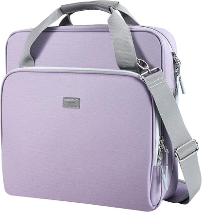 4 Inch 3 Ring Zipper Binder D-Ring, Binder with Strap 800 Sheet Capacity  Multi-Pockets School and Office Binder Organizer, Compatible with 13-Inch MacBook(Patent Design Purple)