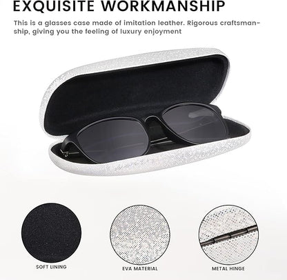 molshine 2 Pieces Glitter Hard Shell Eyeglass,Portable Dazzling Smooth Glasses Case for Men Women Girl Travel Study Work