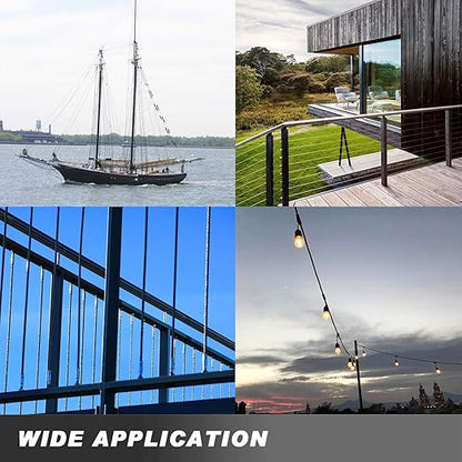 500FT 304 Stainless Steel Cable, Stainless Steel Decking Railing 316 inch with 7 x 19 Strand Construction, 3700lbs Breaking Strength Marine Grade for Rail, Deck, Clothesline and DIY Balustrade