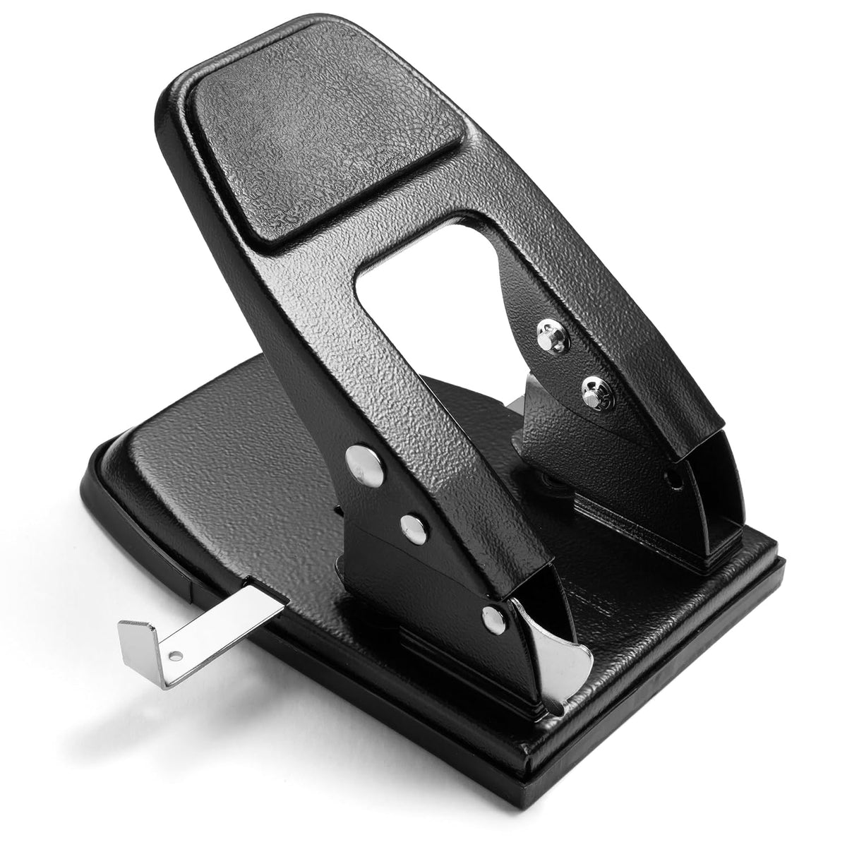Heavy Duty 2-Hole Punch, Padded Handle, Black, 50-Sheet Capacity (prong fasteners missing)