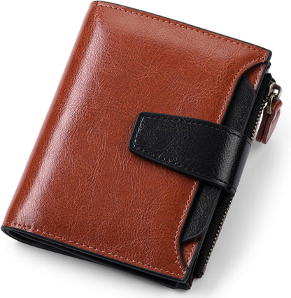 Small Wallet for Women Leather Bifold Compact RFID Blocking Small Womens Wallet Purse