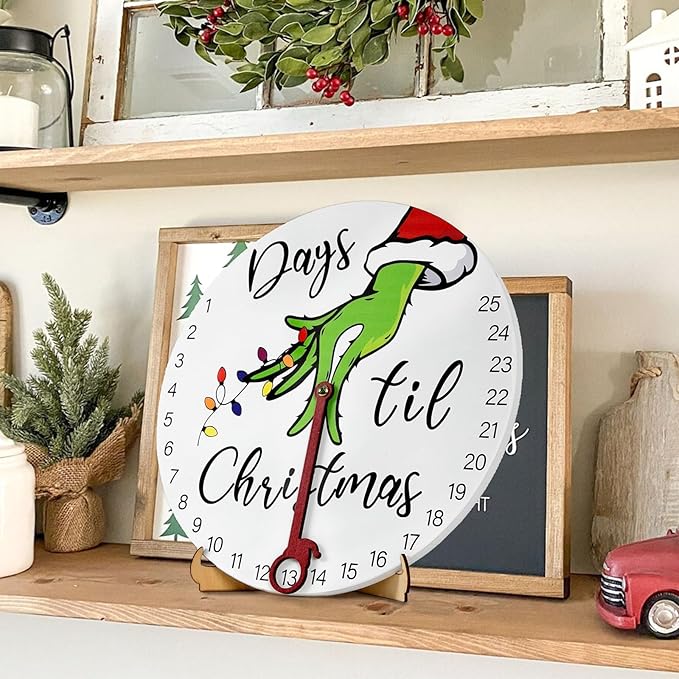 DAZONGE Christmas Decorations Welcome Sign  2024 Christmas Countdown Advent Calendar for All Ages  12'' Wooden Christmas Wreath with Easel for Door Wall Mantel Decor  Christmas Decor
