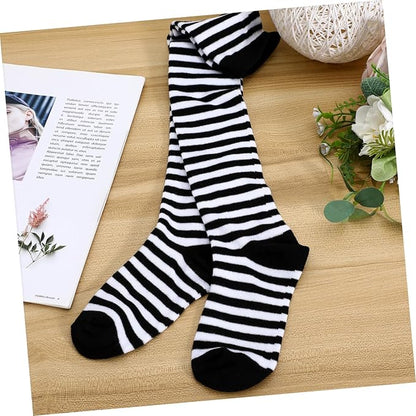 Black and grey Pinstriped Leg Socks Women's High Socks over The Knee