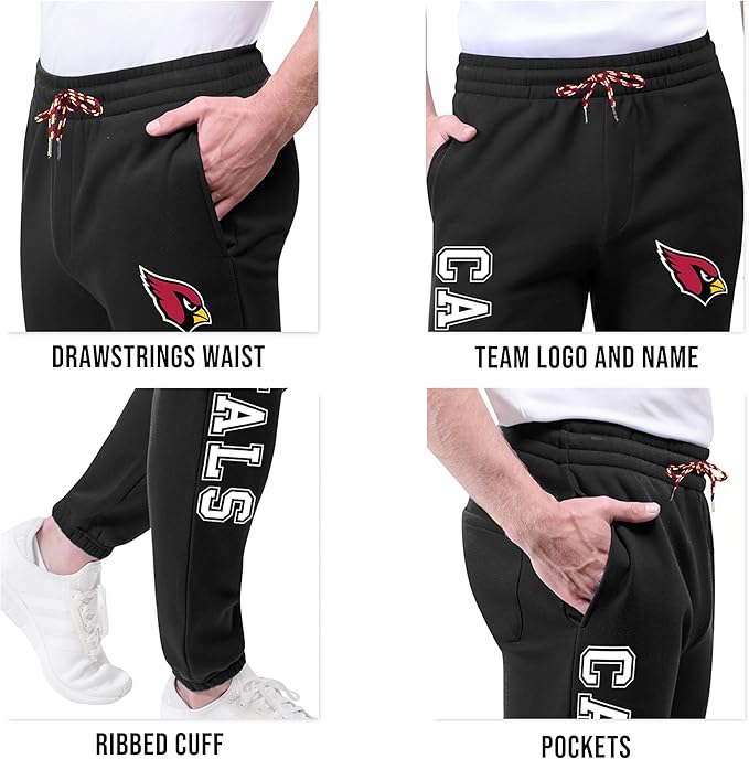 Ultra Game Adults NFL Official Active Super Soft Fleece Game Day Jogger Sweatpants