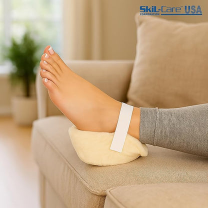 Skil-Care Multi-Ply Heel Protector Cushion, Pair, Synthetic Sheepskin Callus Cushions for Pressure Sores, Foot Pain Relief, Lightweight Heel Protectors, Medical Supplies Use, One Size, 503015