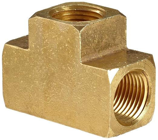 Anderson Metals 06101-12 Brass Pipe Fitting, Barstock Tee, 3/4" x 3/4" x 3/4" Female Pipe