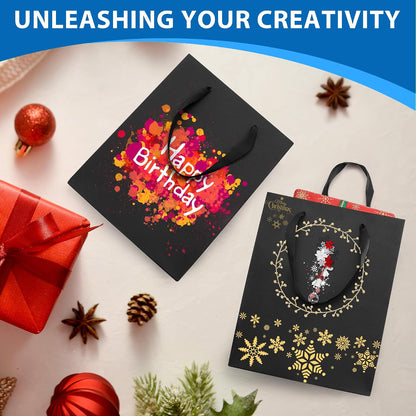 Argivean Black Gift Bags With Handles: 6pcs Medium Gift Bags Bulk 8x5x10 Inch For Wedding Party Birthday Business (M,6)