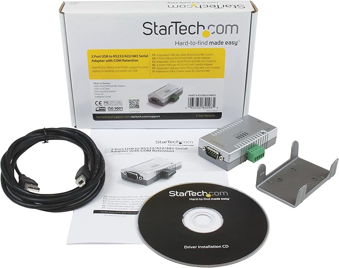 STARTECH.COM 2 Port USB to RS232 RS422 RS485 Serial Adapter with COM Retention