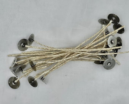 ECO 10 Candle Wicks - 20 Pcs. - Bees Wax Primer - 6 Inches - 20 mm by 6 mm Sustainer Tabs