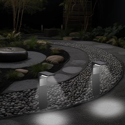 Techko Outdoor Solar L-Shaped Path Lights (2-Pack), Modern Minimal Design, Waterproof IP65, Garden Lights for Landscape, Yard, Walkway, Pathway,Matte Black