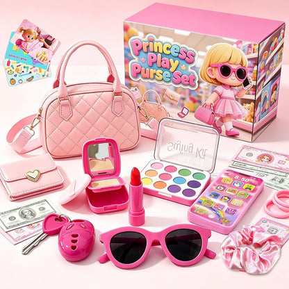 Comes With pretend headphones, Birthday Gifts Purse for Girls Ages 3-8, Toddler Purse Pretend Play Set | Little Girl Toys Include Wallet, Phone, Handbag, Sunglasses, Pretend Makeup for Dress Up, Birthday Gift, Christmas, Mommy .