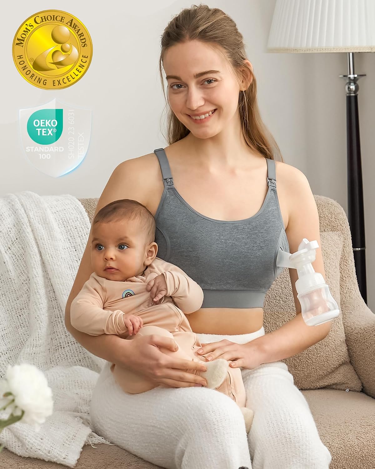 Moncozy Breast Pump for Spectra, Lansinoh, Medela ( Does not come with a pumping bra Hands )