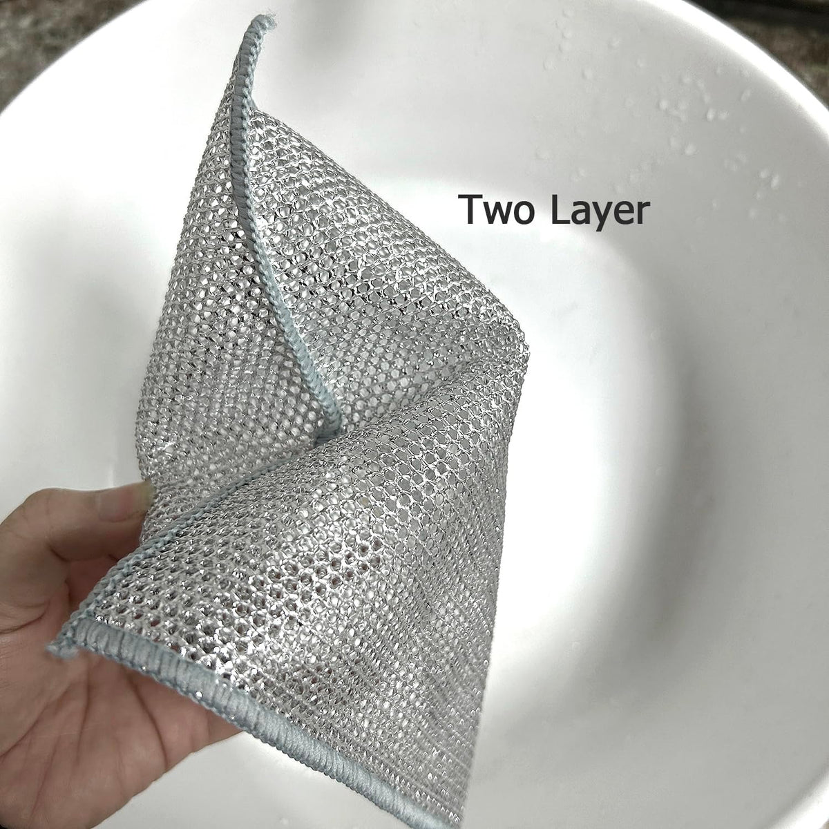 10 PCS Double Layer Stainless Steel Scrubber Wire Dishwashing Cloth Non Scratch Stainless Steel Mesh Dish Cleaning Cloth 20x20cm Metallic Wire Cleaning Rag Towel for Kitchen Dish Sink Stove Top