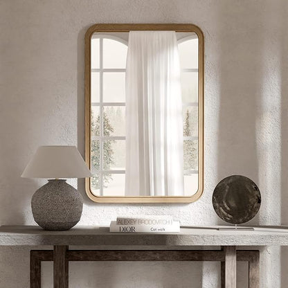 WallBeyond Wood Framed Mirrors for Bathroom, 24x36 Inch Wooden Frame Wall Mirror Farmhouse Wall Mounted Rectangle Mirror for Vanity (HorizontalVertical)