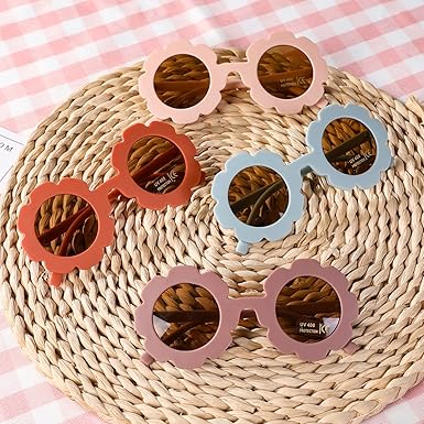 Round flower Sunglasses for Kids Girl Boys Matte Coloful Sunflower Shades Outdoors UV400 Protection Eyewear