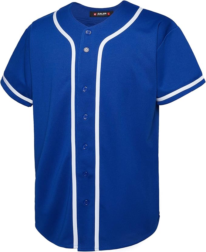 EALER BJ80 Series Mens Baseball Jersey Button Down Shirts Short Sleeve Hipster Hip Hop Sports Uniforms
