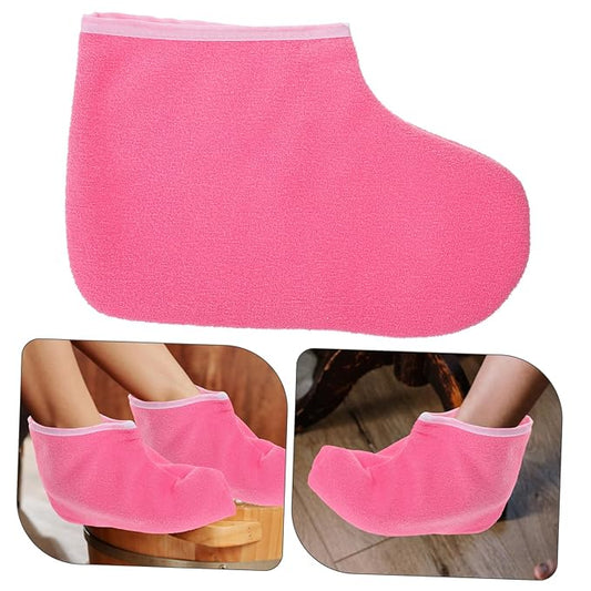FOMIYES 1 Pair Paraffin Wax Booties Reusable Wax Warming Covers for Foot Spa Treatments Thick Moisturizing Foot Liners Bright with Trim Ideal for Hydrating and