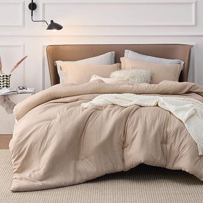 Bedsure California King Comforter Set - Warm Sand Soft Bedding for All Seasons, Cationic Dyed Bed Set, 3 Pieces, 1 California King Size Comforter (104"x96") and 2 Pillow Shams (20"x36"2")
