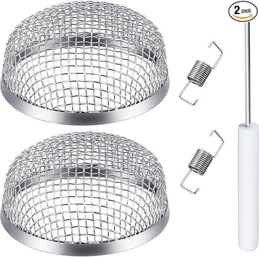 TOODOO 2 Pack Flying Insect Screen RV Furnace Vent Screen RV Water Heater Vent Cover 2.8 Inch Stainless Steel Mesh with Installation Tool