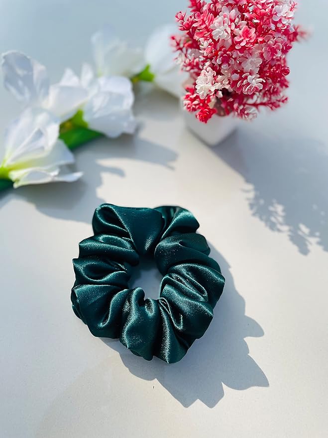 Luxury Silk Scrunchies for Women and Girls, Hair Ties, Hair Band, Ponytail Holder, Set of 4, Combo-14